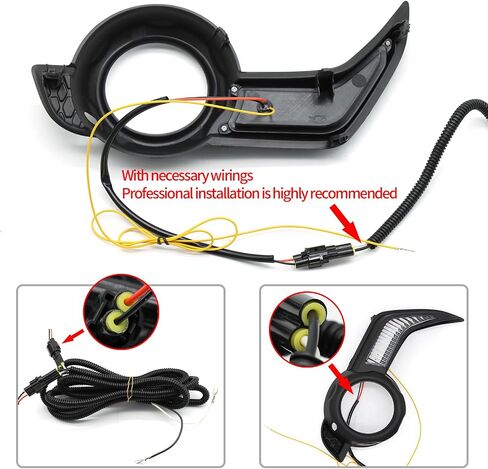 ضوء LED للجري أثناء النهار مناسب لسيارة Toyota 4Runner 2014-2021 LED DRL مصابيح إشارة الانعطاف الأمامية للضباب تعمل كأضواء إشارة الانعطاف الديناميكية المتسلسلة كهرمان/أبيض، أسود in Saudi Arabia