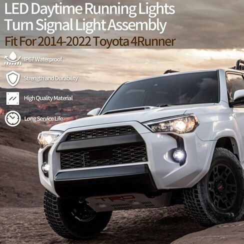 ضوء LED للجري أثناء النهار مناسب لسيارة Toyota 4Runner 2014-2021 LED DRL مصابيح إشارة الانعطاف الأمامية للضباب تعمل كأضواء إشارة الانعطاف الديناميكية المتسلسلة كهرمان/أبيض، أسود in Saudi Arabia