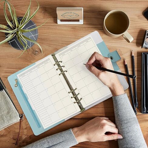 إعادة تعبئة مجلد مكون من 6 حلقات، إدراجات مخطط A5 غير مؤرخة، إعادة تعبئة المخطط الشهري لـ Filofax، كتاب التتبع، 45 ورقة/90 صفحة، Harphia (A5 5.59 × 8.27 بوصة، شهريًا) in Kuwait