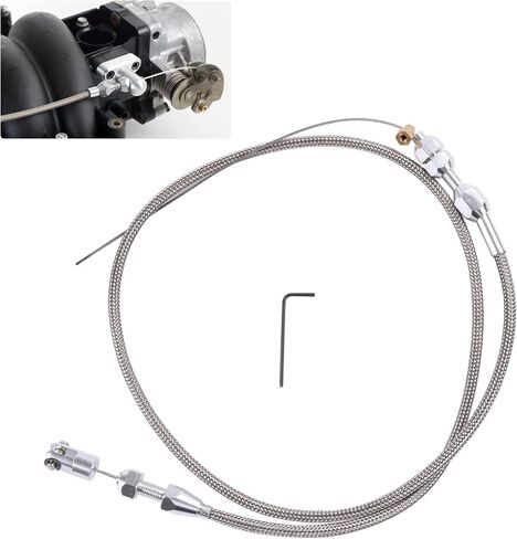 24'' Throttle Cable Stainless Steel Braided Covering Locking Kit With Aluminum Fitting & Ferrule, 24 INCH Adjustable Automotive Replacement Accelerator Cables (MY017-24IN) in Kuwait