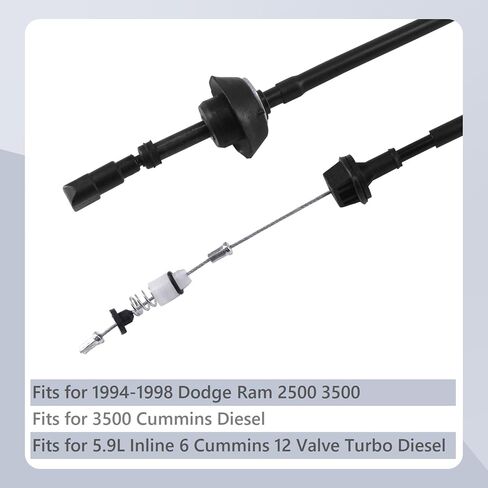 Throttle Body Accelerator Cable Fits for 1994-1998 Dodge Ram 2500 3500, 3500 Cummins Diesel, 5.9L Inline 6 Cummins 12 Valve Turbo Diesel Replacement for 04897406AA in Saudi Arabia