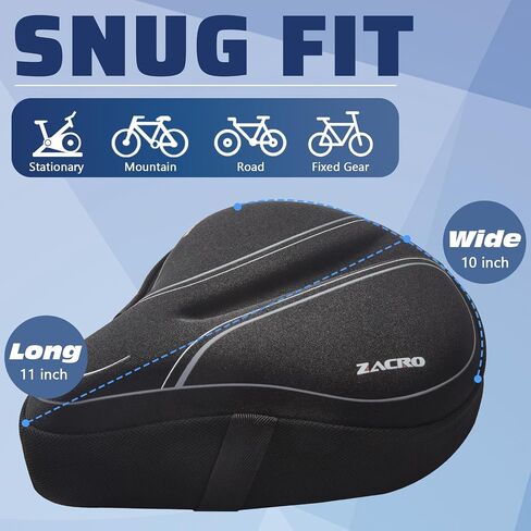 Zacro Bike Seat Cushion, Foam Gel Padded Bike Seat Cover for Men Women, Padding Bicycle Seat Cover Extra Soft Fit for Peloton, Spin Stationary Exercise, Mountain Road Cycling Bike in Saudi Arabia