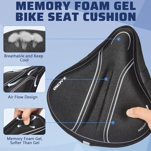 Zacro Bike Seat Cushion, Foam Gel Padded Bike Seat Cover for Men Women, Padding Bicycle Seat Cover Extra Soft Fit for Peloton, Spin Stationary Exercise, Mountain Road Cycling Bike in Saudi Arabia