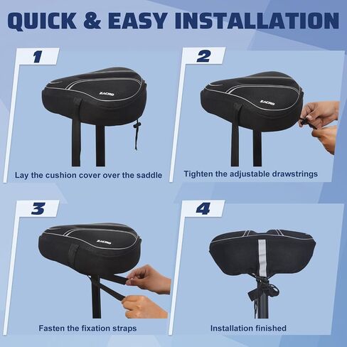 Zacro Bike Seat Cushion, Foam Gel Padded Bike Seat Cover for Men Women, Padding Bicycle Seat Cover Extra Soft Fit for Peloton, Spin Stationary Exercise, Mountain Road Cycling Bike in Saudi Arabia