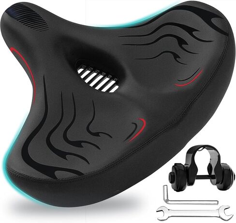 HAOQI Oversized Bike Seat,Soft Wide Bicycle Seat with Memory Foam, Comfortable Road&Mountain Bike Saddle for Most Peloton/Exercise/Stationary Bikes in Saudi Arabia