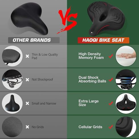 HAOQI Oversized Bike Seat,Soft Wide Bicycle Seat with Memory Foam, Comfortable Road&Mountain Bike Saddle for Most Peloton/Exercise/Stationary Bikes in Saudi Arabia