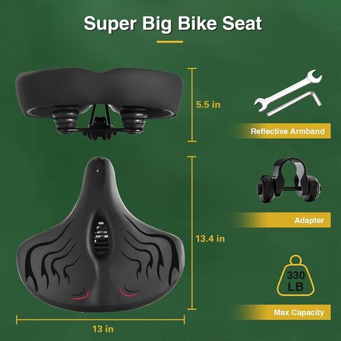 HAOQI Oversized Bike Seat,Soft Wide Bicycle Seat with Memory Foam, Comfortable Road&Mountain Bike Saddle for Most Peloton/Exercise/Stationary Bikes in Saudi Arabia