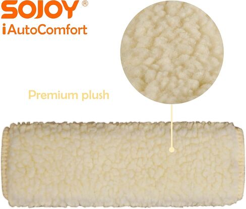 زوج واحد من وسادات الكتف لحزام الأمان من Sojoy، وسادة حزام أمان السيارة من جلد الغنم المقلد (بيج وكريمي) in Kuwait