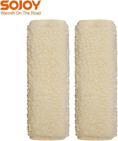 زوج واحد من وسادات الكتف لحزام الأمان من Sojoy، وسادة حزام أمان السيارة من جلد الغنم المقلد (بيج وكريمي) in Kuwait