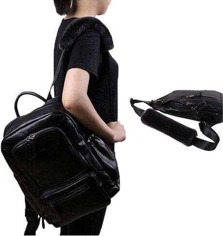 غطاء حزام الأمان التلقائي من جلد الغنم الأسترالي الناعم، وسادة كتف حزام الأمان من الصوف الأصلي الدافئ لقيادة أكثر راحة، متوافق مع جميع السيارات للنساء والرجال البالغين والأطفال in Kuwait