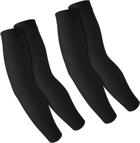 2 Pairs UV Sun Protection Sleeves Unisex Arm Sleeves Nylon Spandex Tattoo Cover Up Cooling Athletic Sports Sleeves in Saudi Arabia