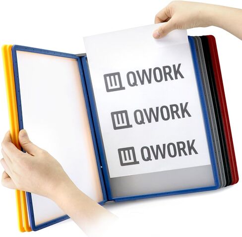 نظام مرجعي مثبت على الحائط QWORK مع 10 لوحات متنوعة بحجم A4 مزدوجة الجوانب، ودعامة بزاوية سهلة القراءة، وحماية المستندات، ومنظم المستندات، ووحدة حائط لوحة العرض in Saudi Arabia
