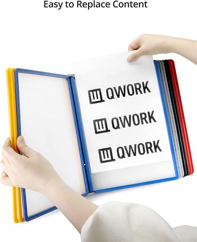 نظام مرجعي مثبت على الحائط QWORK مع 10 لوحات متنوعة بحجم A4 مزدوجة الجوانب، ودعامة بزاوية سهلة القراءة، وحماية المستندات، ومنظم المستندات، ووحدة حائط لوحة العرض in Saudi Arabia
