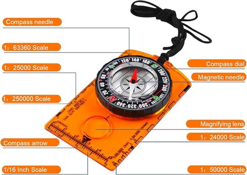 بوصلة للمشي لمسافات طويلة، بوصلة نجاة للتخييم، بوصلة مقاومة للماء في الهواء الطلق، بوصلة للمشي لمسافات طويلة على الظهر، قراءة خريطة بوصلة للتخييم، بوصلة احترافية للمشي لمسافات طويلة والتخييم والصيد، (قطعتان) in Kuwait