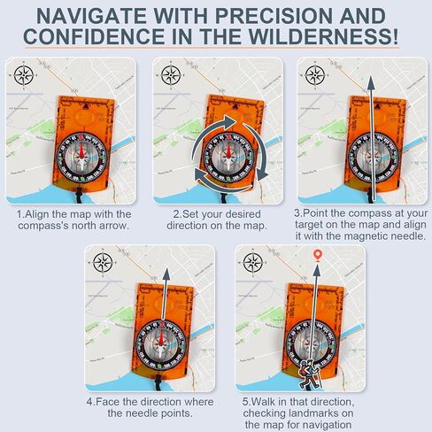 بوصلة للمشي لمسافات طويلة، بوصلة نجاة للتخييم، بوصلة مقاومة للماء في الهواء الطلق، بوصلة للمشي لمسافات طويلة على الظهر، قراءة خريطة بوصلة للتخييم، بوصلة احترافية للمشي لمسافات طويلة والتخييم والصيد، (قطعتان) in Kuwait