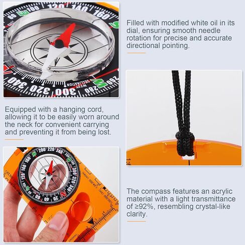 بوصلة للمشي لمسافات طويلة، بوصلة نجاة للتخييم، بوصلة مقاومة للماء في الهواء الطلق، بوصلة للمشي لمسافات طويلة على الظهر، قراءة خريطة بوصلة للتخييم، بوصلة احترافية للمشي لمسافات طويلة والتخييم والصيد، (قطعتان) in Kuwait