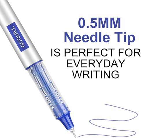 أقلام كرة دوارة GC QUILL - 24 قطعة قلم حبر سائل أزرق - قلم كرة دوارة 0.5 مم للكتابة وتدوين الملاحظات وتدوين المجلات GC-RB-BL24 in Kuwait