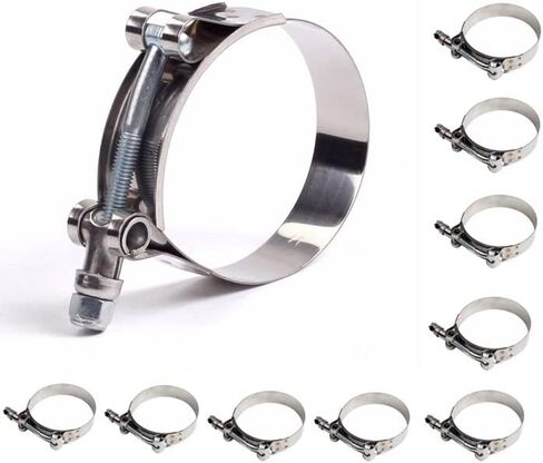 10pcs T-Bolt Clamps for 4" ID Hose 108mm - 116mm 301 Stainless Steel Turbo Intake Intercooler Hose Clamp in Kuwait