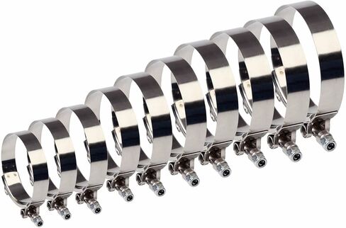 10pcs T-Bolt Clamps for 4" ID Hose 108mm - 116mm 301 Stainless Steel Turbo Intake Intercooler Hose Clamp in Kuwait