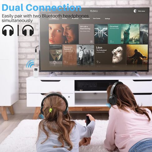 جهاز إرسال 1Mii SafeFly مزدوج بلوتوث 5.3 مع شاشة OLED لما يصل إلى 2 سماعات رأس لاسلكية AirPods، جهاز إرسال بلوتوث مع aptX HD/AD/LL، يستخدم مع مقبس صوت 3.5 مم على الطائرات/صالة الألعاب الرياضية/التلفزيون/iPad/الأجهزة اللوحية in Kuwait