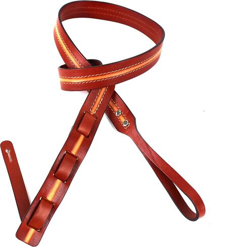 Walker And Williams M-11 Premium Retro Chestnut & Tan 100% جلد محبب مندولين أو ماندولا أو بوزوكي أو حزام Uke للمندولين من النوع A وF in Kuwait