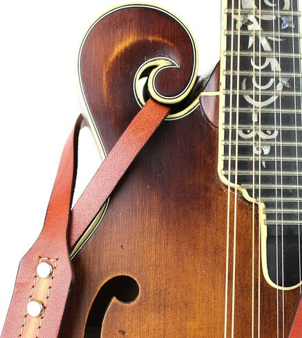 Walker And Williams M-11 Premium Retro Chestnut & Tan 100% جلد محبب مندولين أو ماندولا أو بوزوكي أو حزام Uke للمندولين من النوع A وF in Kuwait