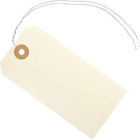 120 Pack Manila Blank Shipping Tags with Wire 4 3/4 x 2 3/8 Inches Label Tags with Wire Attached Paper Tags with Reinforced Eyelet