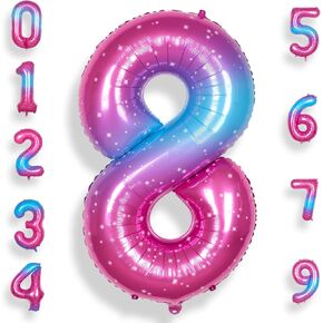 9 Balloon Number 40 Inch for Boy or Girl Big Starry 0-9 Foil Mylar Large 9 Number Balloon Happy 9th Birthday Party Anniversary Decorations Supplies