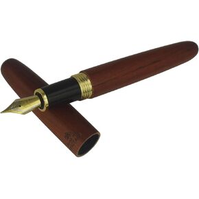 Jinhao 9036 Wooden Vintage Fountain Pen, Cherry wood Antique Natural Pens, Fine Nib With Refillable Ink Converter, Handcrafted Collection Gift Case Set in Saudi Arabia