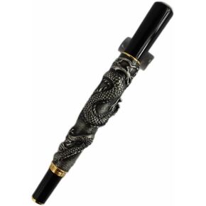 Gullor Advanced Fountain Pen Jinhao Chinese Dragon Antique Gray Silver Heavy Gift Pen