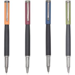 Gullor 4 Pieces Black Copper barrel Fountain Pen Fine Nib, Smooth Writing Instrument with Converter, Multicolored