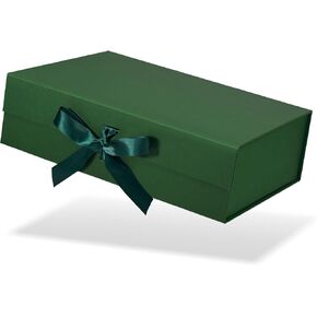 Christmas Green Gift Boxes with Lids, 10.5x7.5x3.1 Inches Magnetic Gift Box with Ribbons, Gift Boxes for Halloween, Christmas, Birthday Gift Wedding
