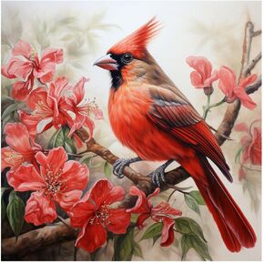 Sanjee Cardinal Diamond Painting Kits for Adults, 5D Diamond Art Kits for Beginner, DIY Round Full Drill Diamond Dots Paintings Diamond Painting for Home Wall Decoration Gift, 12x12inch
