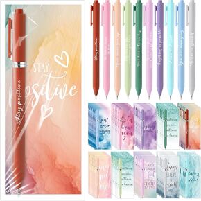 Quelay 30 Set Christmas Inspirational Gift Bulk with Motivational Pens Inspiring Quote Bookmarks Team Building Gifts for Employees Appreciation Team Women Staff Gifts Bulk Volunteers(Team)