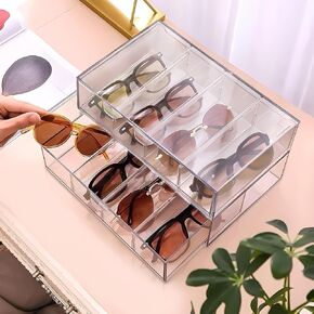 Sunglasses Organizer, Acrylic Stackable Eyeglass Case Storage Organizer, Glasses Case Multiple Pairs With 8 Slots For Multiple Glasses, Glasses Organizer, Sunglass Holder (2pack in Saudi Arabia