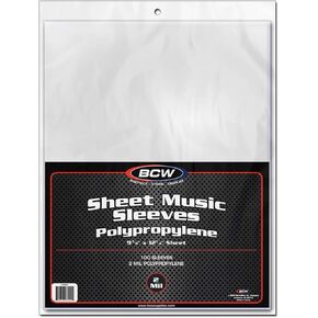 BCW Sheet Music Sleeves | Acid-Free, Archival Quality Polypropylene | Clear, Crystal Clear | Protect Collectible Sheet Music | 9 3/8" x 12 1/4" | 100 Sleeves per Pack