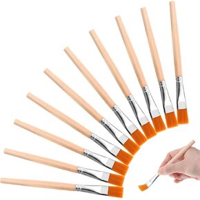 Molain 10Pcs Flat Paint Brushes, 3/4 Inch Wood Paint Brush Artist Craft Paint Brushes Watercolor Brush Bulk Painting Brush Art Detail Acrylic Oil Brush for Body Face Nail Art Crafts DIY Art Painting