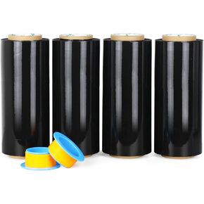BOMEI PACK Stretch Wrap Rolls 10" x 1000 Ft 4 Pack - 80 Gauge Thick Stretch Film - Clear Plastic Wrap with Handles for Pallet Wrapping Shipping Moving