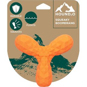 Hound2O Outdoor Dog Toys - Squeaky Boomerang, Orange - Tough, Engaging, Interactive for All Breeds- Chew, Chase, Fetch - Durable Non-Toxic Materials | Materials That Float, Easy to Clean Outdoor Play
