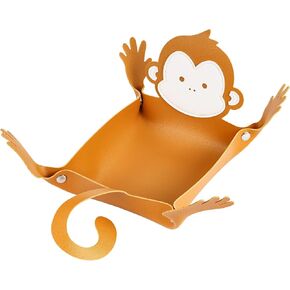 Cute Monkey DND Dice Tray, Portable Dice Rolling Tray PU Leather Dice Holder Storage D&D Gift for RPG Game Players, Dice Tray for Rolling