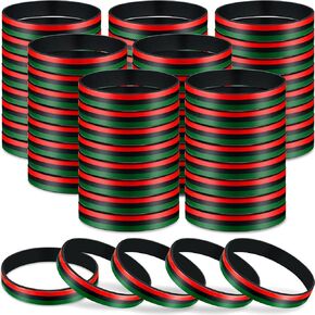 Sratte 60 Pcs Black History Month Bracelets Bulk Juneteenth Rubber Bracelets Black History Month Wristbands Gifts for Juneteenth African Festival Party Favors(Classic Style)