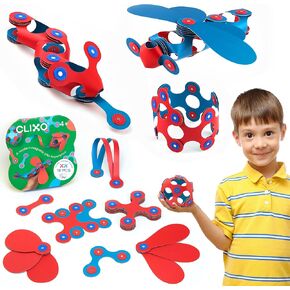 Clixo Itsy Magnetic Toy for Kids - Flexible, Durable, Imagination-Boosting Magnet Building Toy. Educational Multi-Sensory STEM Experience. Great as a Travel Game. Ages 4-99. 18 Piece Pack