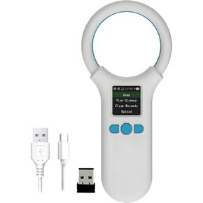 Pet Microchip Scanner, Bluetooth Animal Tags Reader with 1.44'' TFT Display Screen, Handheld Rechargeable Pet Chip ID Tag Scanner 500 Data Storage for Livestock Poultry Management