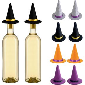 8 Pcs Mini Witch Hat for Crafts DIY Halloween Party Wine Bottle Decor Supplies Felt Small Witches Hats