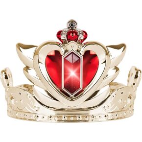 ArtCreativity Light Up Princess Crown for Girls - Small Gold and Red Queen Crown for Girls Halloween Queen Costumes - Toy Gem Lights Up in Multiple Colors - LED Gold Princess Crown for Kids Birthday