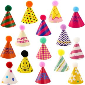 15 Pcs Birthday Party Cone Hats Party Hats Birthday Hats Assorted Birthday Party Hats for Kids Adults Party Supplies Party Decoration