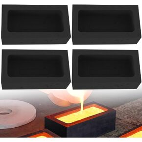 4 قطع من قوالب سبائك الجرافيت بوزن 1 كجم من Nelyrho لصب النحاس والألومنيوم والنحاس الذهبي والفضي، وأدوات تكرير ذوبان المعادن (4 × 2 × 1 بوصة)، أسود in Kuwait