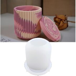 4pcs Cup Shape Candle Jar Silicone Mold with Lid, Handmade Storage Bowl Resin Mould, Flower Pot Vase Concrete, DIY Plaster Cast Cement Rings Jewelry Storage Box Mold