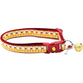 Wine Cat Collar with Bell | Safety Breakaway Collar | Adjustable Large Size or Kitten Collar (Small(10lbs & Less), Gold)