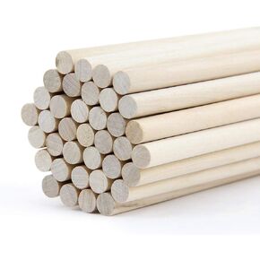 3/8 x 12 Inch, Wooden Dowel Rods, Unfinished Round Sticks for Pennant, Wedding, Christmas, Music Class, Party, DIY Crafts, 50 pcs